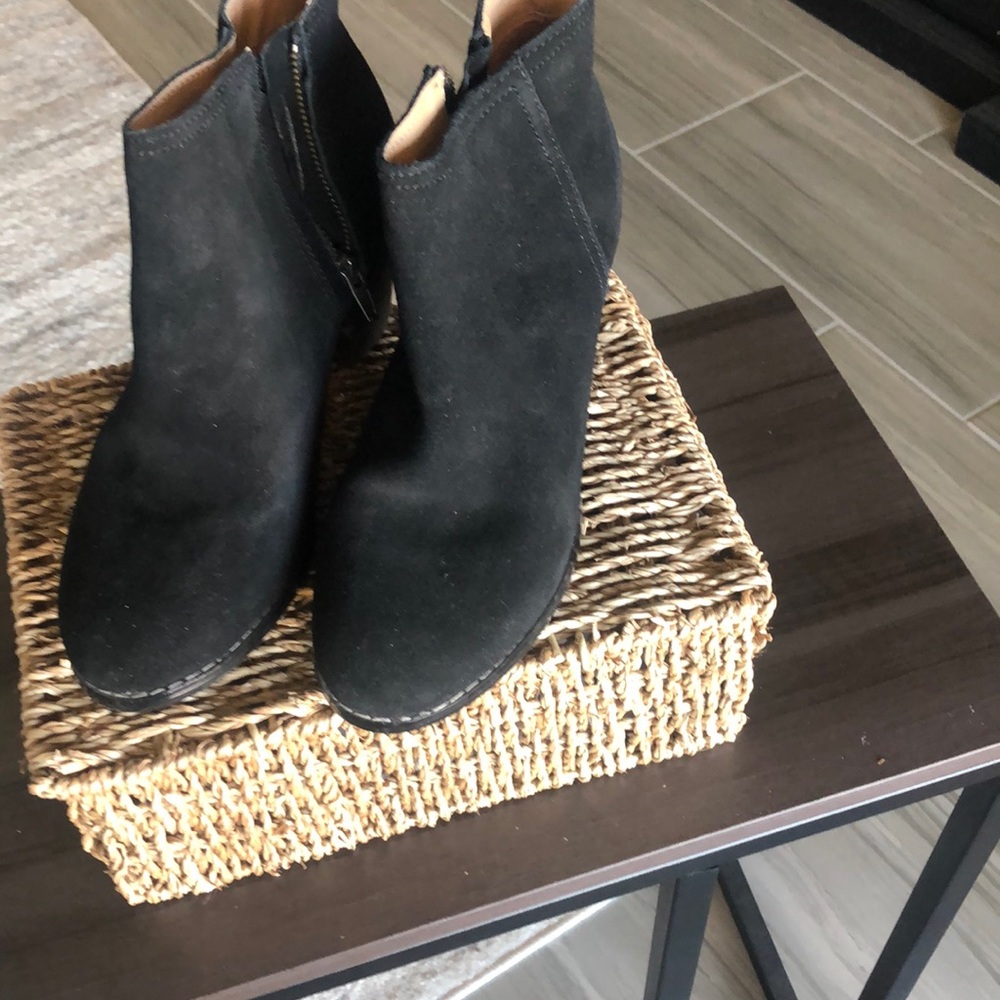 Black suede zip booties